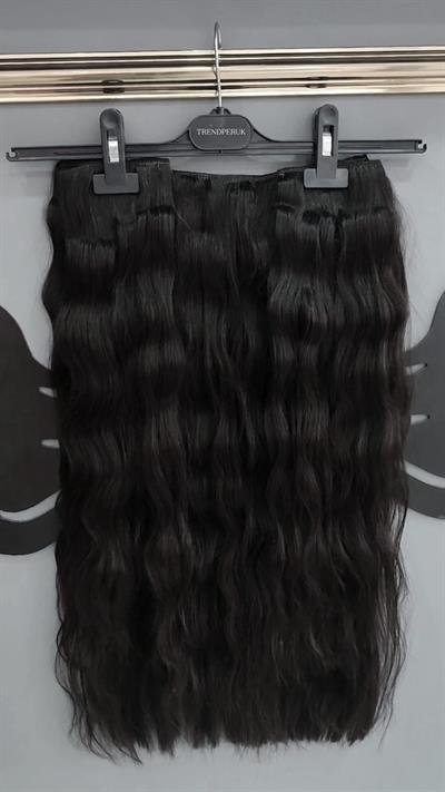 Yarımay + 2 Yan 65-70 cm Gerçek Saç Çıtçıt Naturel Renk