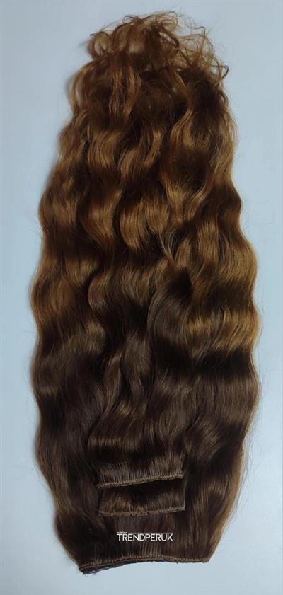 Yarımay + 2 Yan 65-70 cm Gerçek Saç Çıtçıt Kahve - Açık Kahve / Ombreli Renk