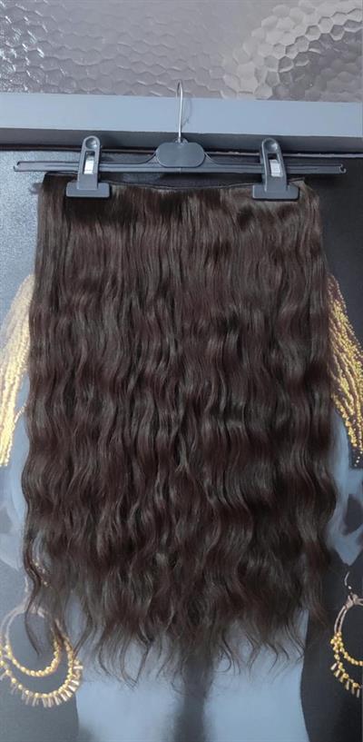 Yarımay + 2 Yan 65-70 cm Gerçek Saç Çıtçıt Koyu Kumral Renk