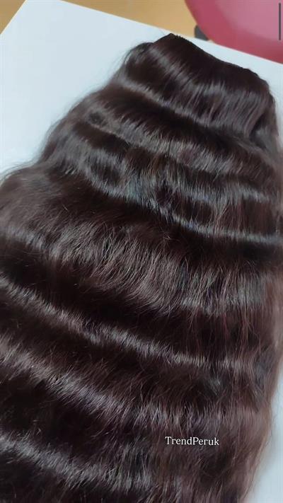 Yarımay + 2 Yan 65-70 cm Gerçek Saç Çıtçıt Koyu Kestane Kabuğu Renk