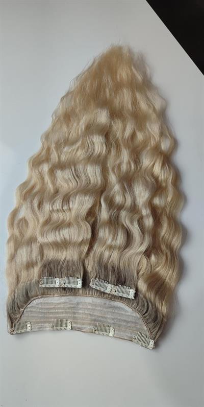 Yarımay + 2 Yan 65-70 cm Gerçek Saç Çıtçıt Küllü Kumral ombreli Platin Renk