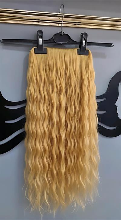 Yarımay + 2 Yan 65-70 cm Gerçek Saç Çıtçıt Dore Sarı Renk