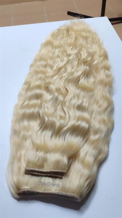 Yarımay + 2 Yan 65-70 cm Gerçek Saç Çıtçıt Platin Renk