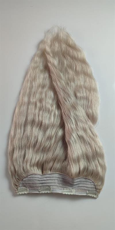 Yarımay + 2 Yan 65-70 cm Gerçek Saç Çıtçıt Soğuk Sarı Renk