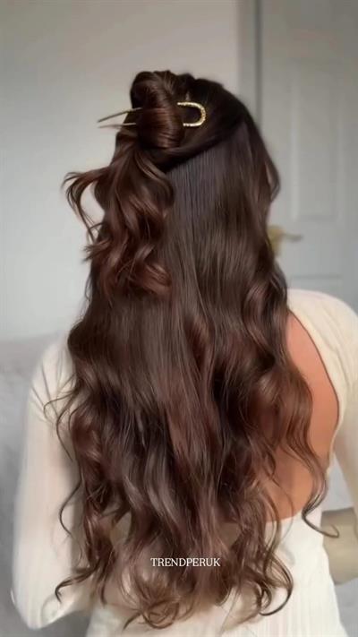 Yarımay + 2 Yan 65-70 cm Gerçek Saç Çıtçıt Çikolata Kahve Renk