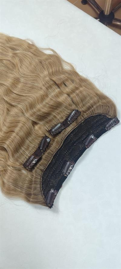 Yarımay + 2 Yan 65-70 cm Gerçek Saç Çıtçıt Kumral ombreli Röfleli Renk