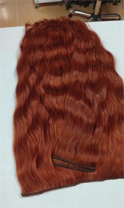 Yarımay + 2 Yan 65-70 cm Gerçek Saç Çıtçıt Tarçın Bakır Renk Yarımay Gerçek Saç Çıtçıtlar