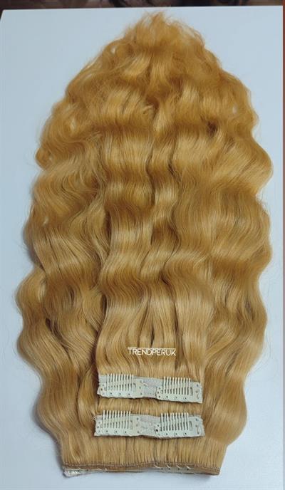 Yarımay + 2 Yan 65-70 cm Gerçek Saç Çıtçıt Dore Sarı Renk