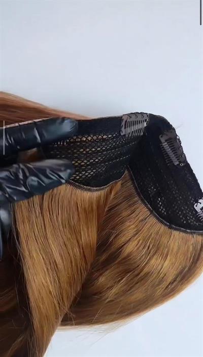 Yarımay + 2 Yan 65-70 cm Gerçek Saç Çıtçıt Açık Kumral Renk
