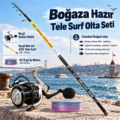 Boğaza Özel Teleskopik Surf Olta Seti - Çapari -Yemli - Kurşun Arkası, Surf Casting Olta Setleri, Ryuji