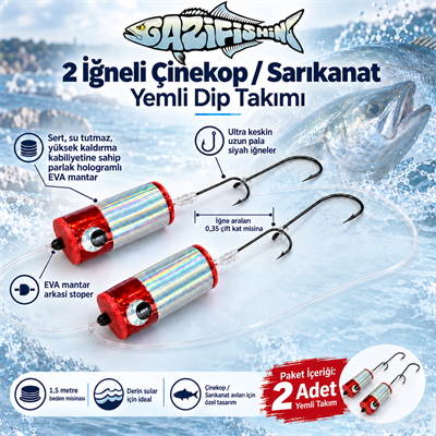 Gazi Fishing 2 İğneli Çinekop / Sarıkanat Yemli Dip Takımı, Yemli Takımlar, Gazi Fishing