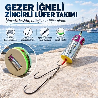 Gezer İğneli Zincirli Lüfer Takımı, Hazır Olta Takımları, Gazi Fishing