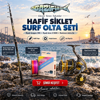 Hafif Siklet Surf Olta Seti , Surf Casting Olta Setleri, Gazi Fishing