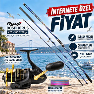 İnternete Özel 3 Parça Surf Casting Olta Seti, Surf Casting Olta Setleri, Remixon