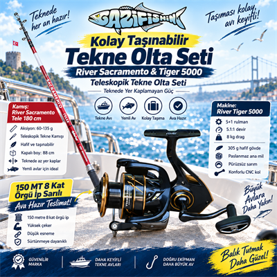 Portatif Kolay Taşınabilir Teleskopik Tekne Olta Seti, Tekne Olta Setleri, RIVER