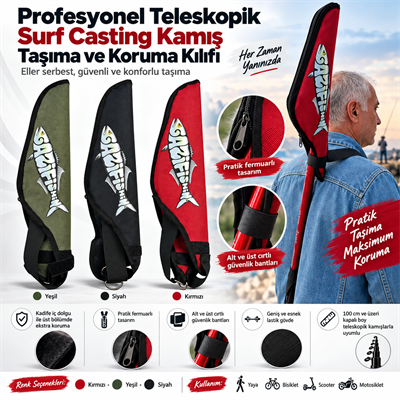 Profesyonel Teleskopik Surf Casting Kamış Taşıma ve Koruma Kılıfı, Çantalar & Kutular, Gazi Fishing