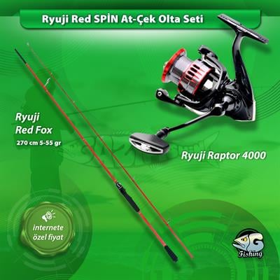 Ryuji Raptor 4000 + Ryuji Red Fox 2.70m 5-55gr Spin Olta Seti