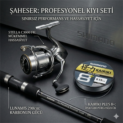 Shimano Lunamis 290cm & Stella C3000 FK Profesyonel Spin Seti