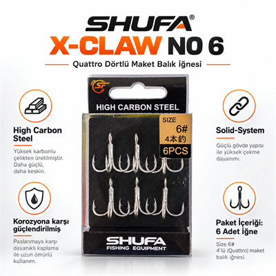 X-CLAW 4'LÜ QUATTRO MAKET İĞNESİ, İkili & Üçlü İğneler, Shufa