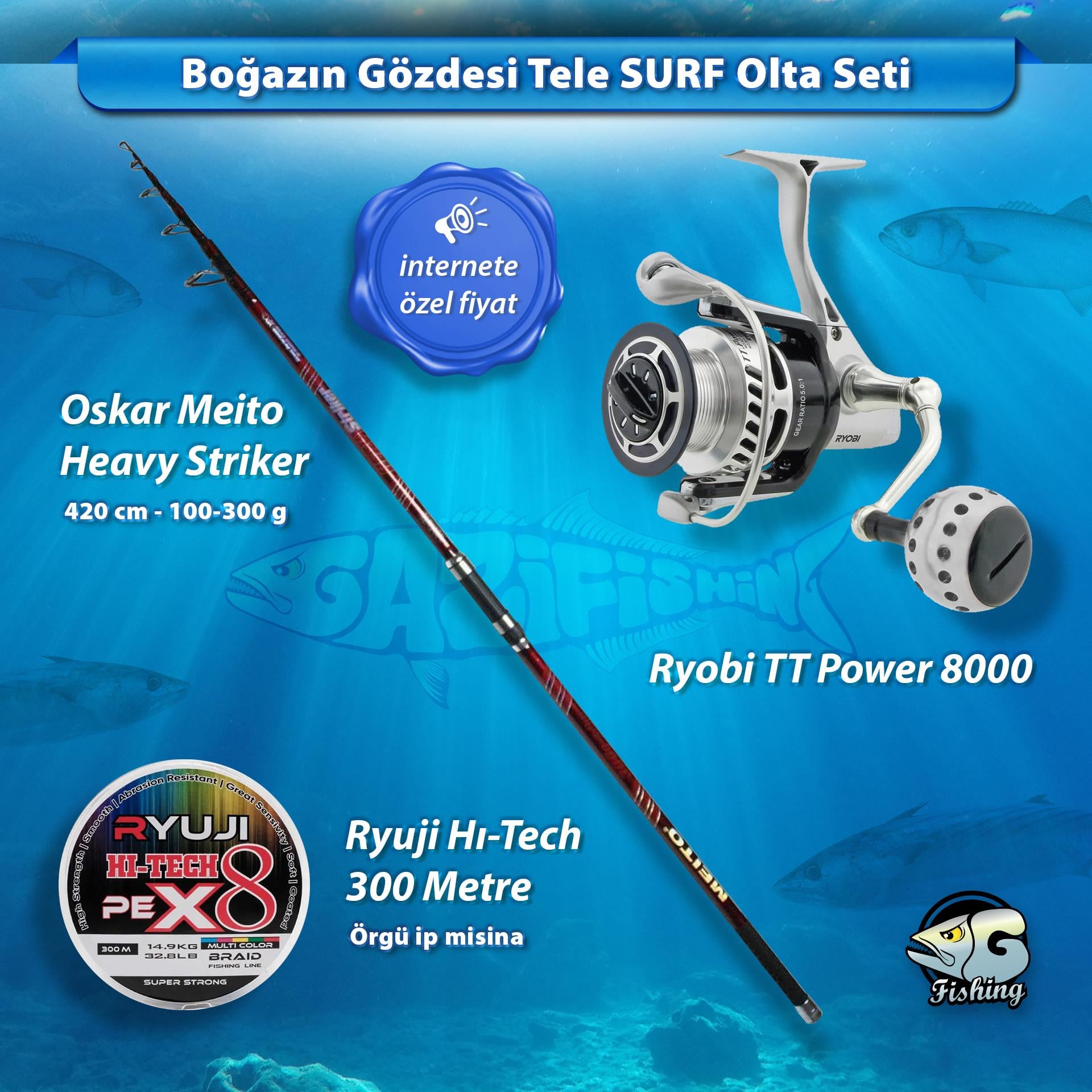 En Ucuz Boğazın Gözdesi TELE Surf Olta Takımı 3 ü 1 Arada