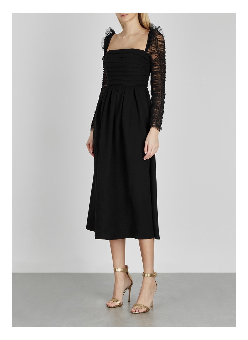 Metallic flocked chiffon midi dress