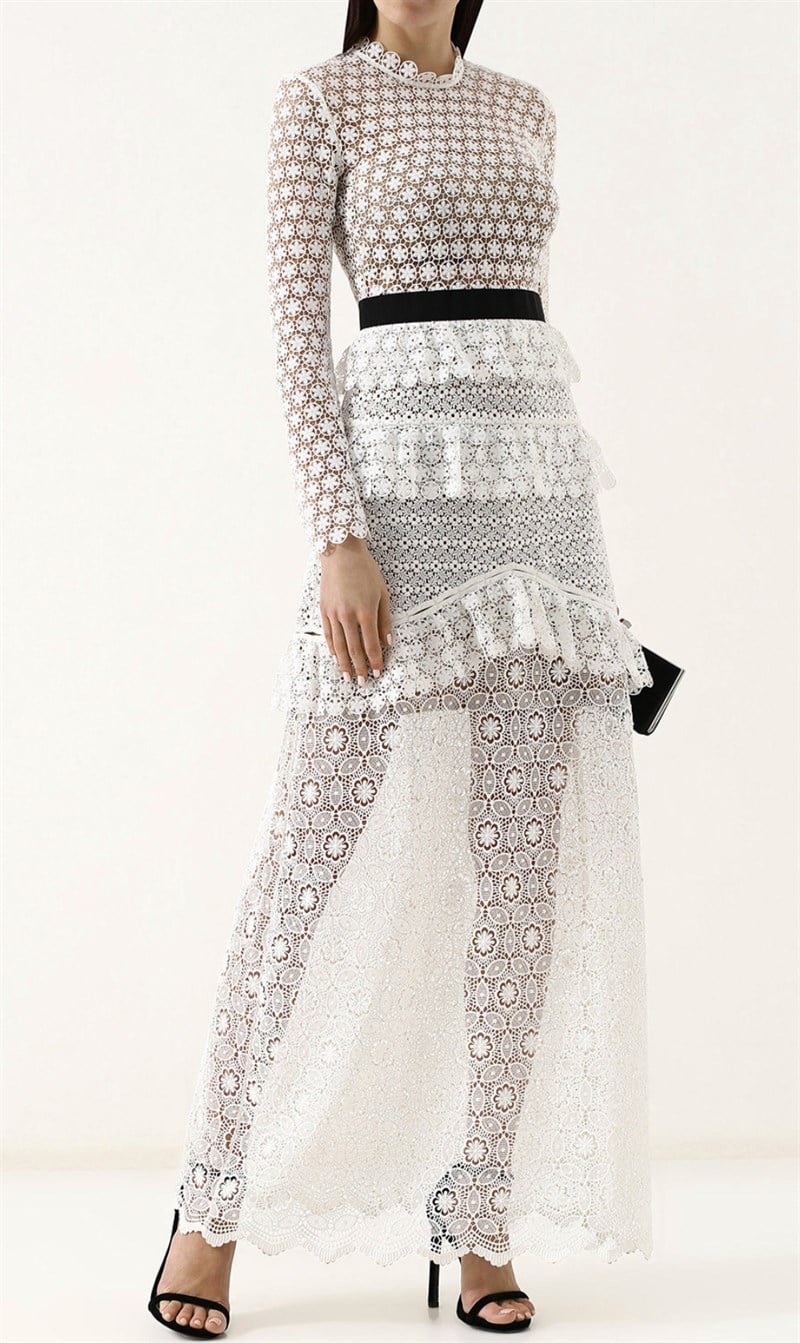 WHITE LACE MAXİ DRESS 