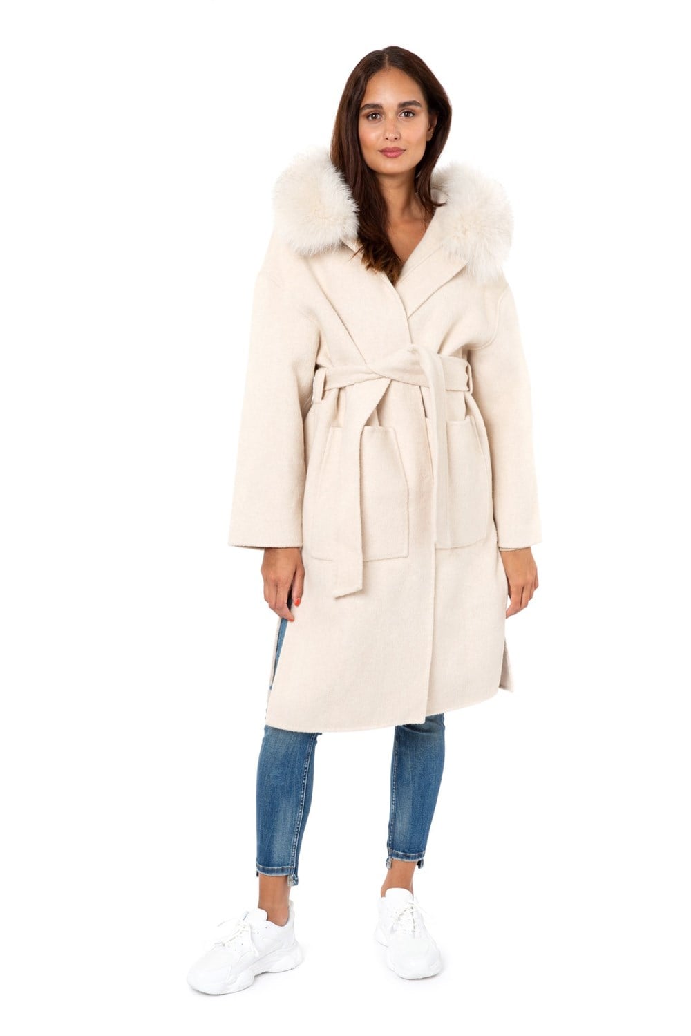 WOOL CASHMERE MİDİ COAT CREAM