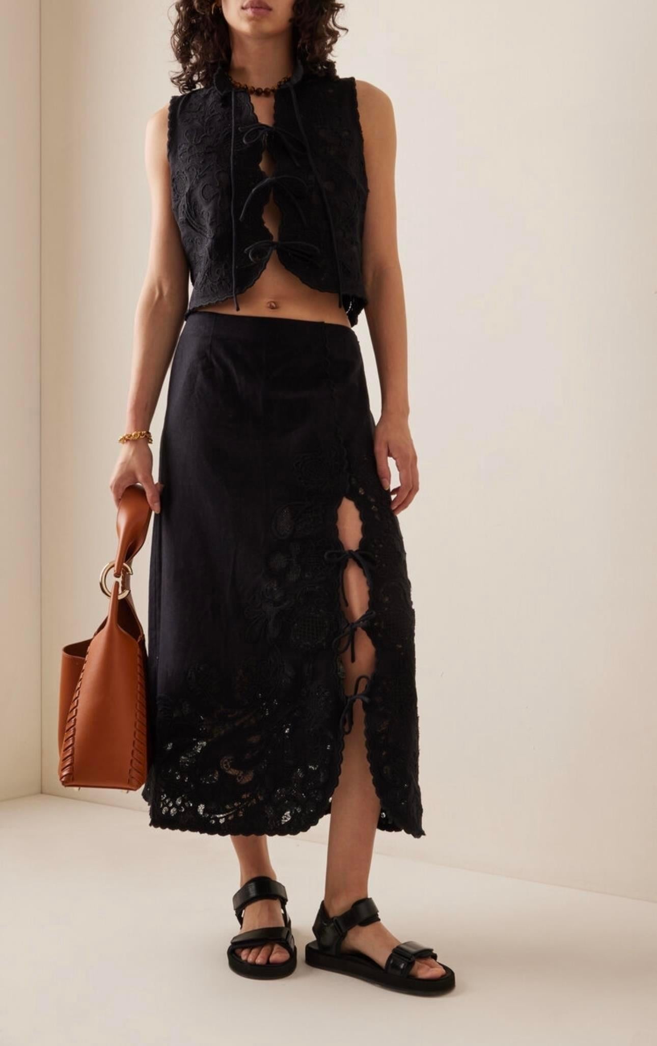 TASARIM SİYAH PENCERELİ DANTEL ETEK