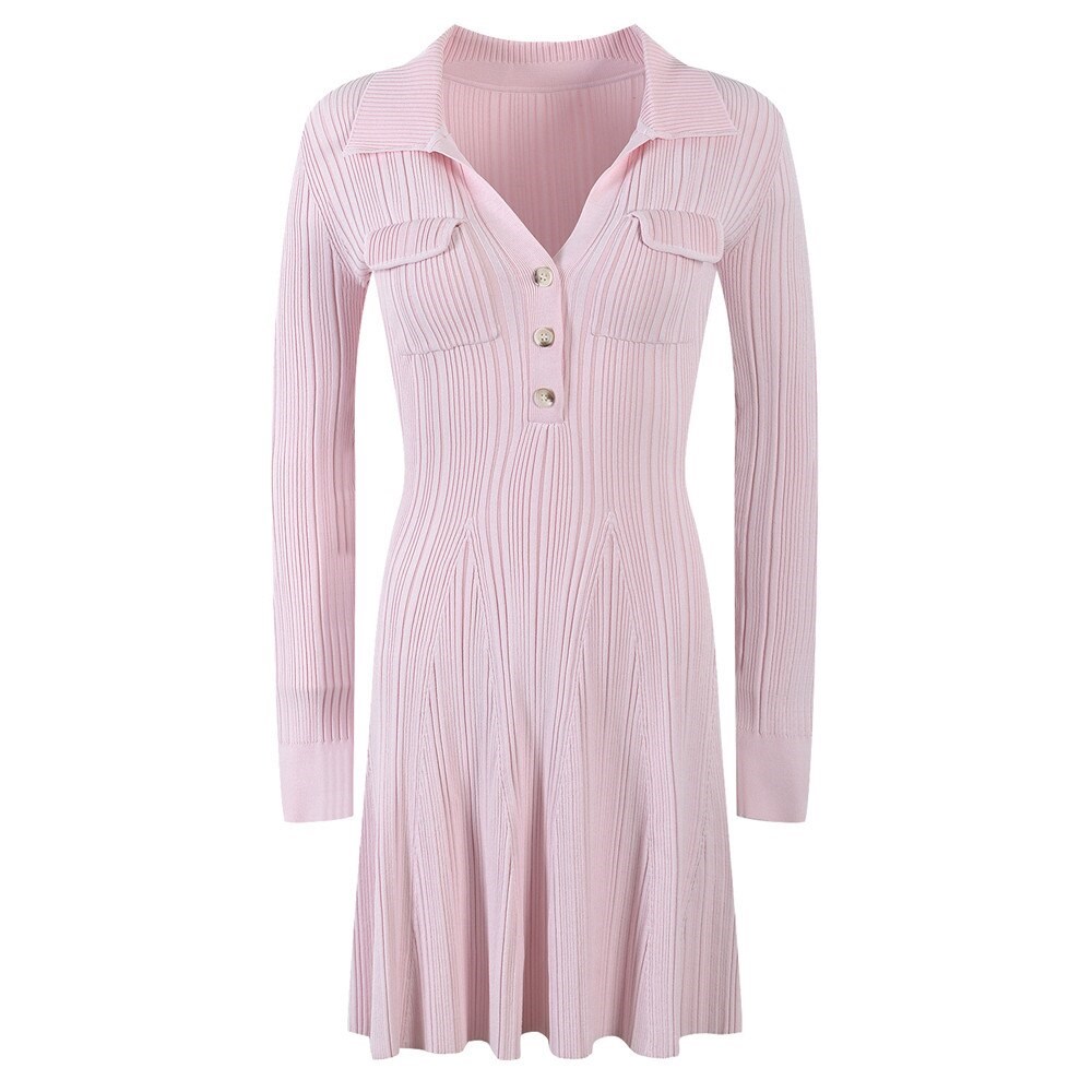 TASARIM TRİKO PEMBE MİNİ ELBİSE