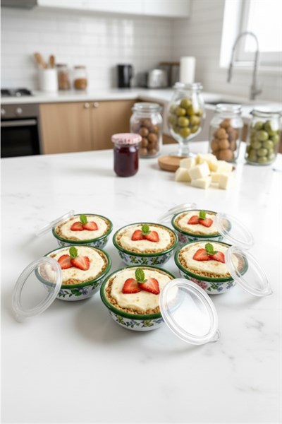12 Parça 6 lı Emaye Kapaklı Kahvaltı Seti, Kahvaltı Tabağı, Sunum, Zeytin, Reçellik, Peynir Tabağı, Hediye, Çeyiz