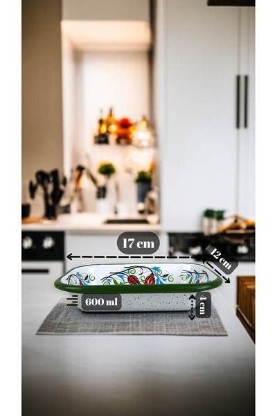 13 No Emaye Dörtgen Tabak Meze Kahvaltılık Kamp Piknik