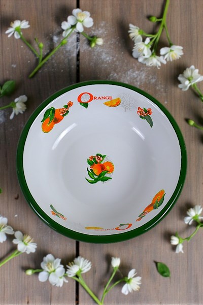 20 Cm Emaye Kase Tabak, Çukur Tabak, Salata Tabak, Cips Tabak