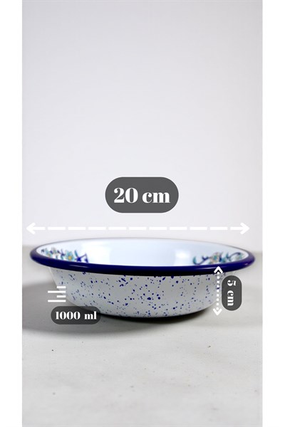 20 Cm Emaye Kase Tabak, Çukur Tabak, Salata Tabak, Cips Tabak