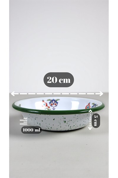 20 Cm Emaye Kase Tabak, Çukur Tabak, Salata Tabak, Cips Tabak