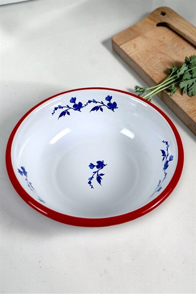 20 Cm Emaye Kase Tabak, Çukur Tabak, Salata Tabak, Cips Tabak