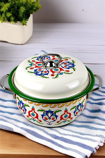 22 No 3L. Emaye Tencere, Servis, Yemek Kamp, Piknik, Çeyiz