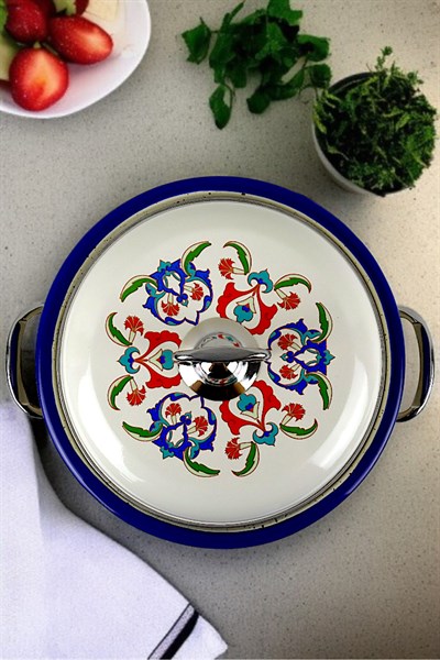 22 No 3L. Emaye Tencere, Servis, Yemek Kamp, Piknik, Çeyiz