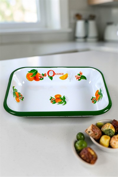 22 No Emaye Dörtgen Tabak Meze Kahvaltılık Kamp Piknik