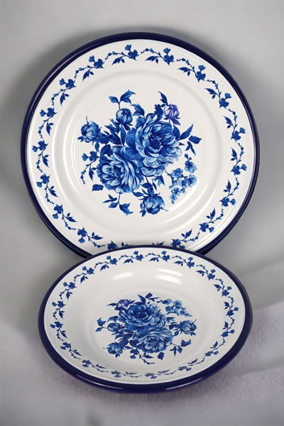 24-30 No 2li Emaye Yemek Tabağı Tabak Servis Yemek Kamp Piknik