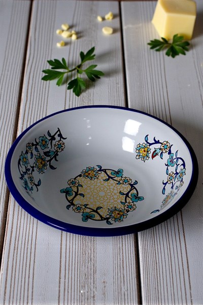 24 Cm Emaye Kase , Çukur Tabak, Salata Tabak, Cips Tabak