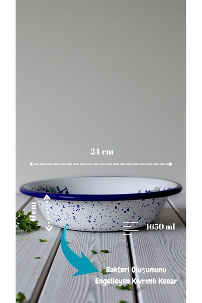 24 Cm Emaye Kase , Çukur Tabak, Salata Tabak, Cips Tabak
