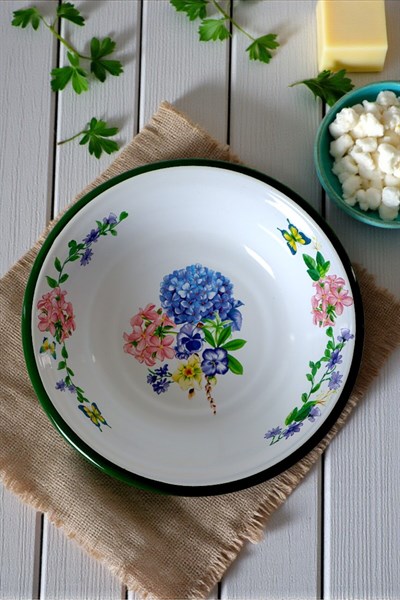 24 Cm Emaye Kase , Çukur Tabak, Salata Tabak, Cips Tabak