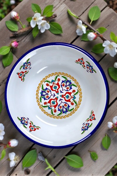 24 Cm Emaye Kase Tabak, Çukur Tabak, Salata Tabak, Cips Tabak