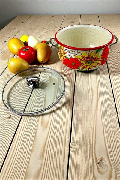 26 No 5L. Emaye Tencere, Servis, Yemek Kamp, Piknik, Çeyiz