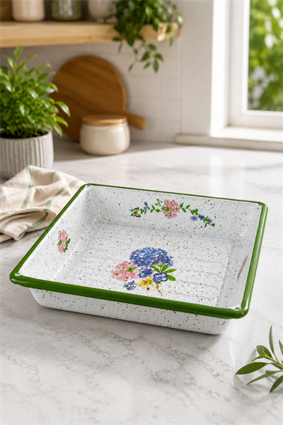 27x30x5,5Cm 30 No Emaye Fırın Tepsi Dikdörtgen Tepsi 30 Cm