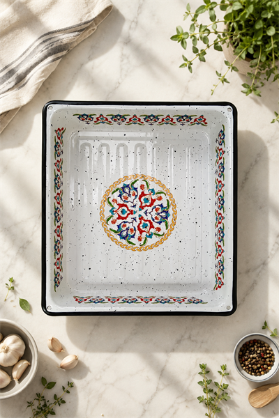 27x30x5,5Cm 30 No Emaye Fırın Tepsi Dikdörtgen Tepsi 30 Cm