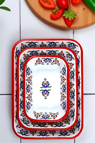28-22-13 No Emaye Dörtgen Tabak Meze Kahvaltılık Kamp Piknik