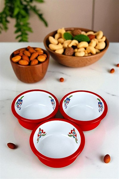 3 Parça 10Cm Emaye Dik Tabak Set , Kahvaltı Tabağı, Reçellik, Zeytin, Peynir Tabağı, Çeyiz, Hediye