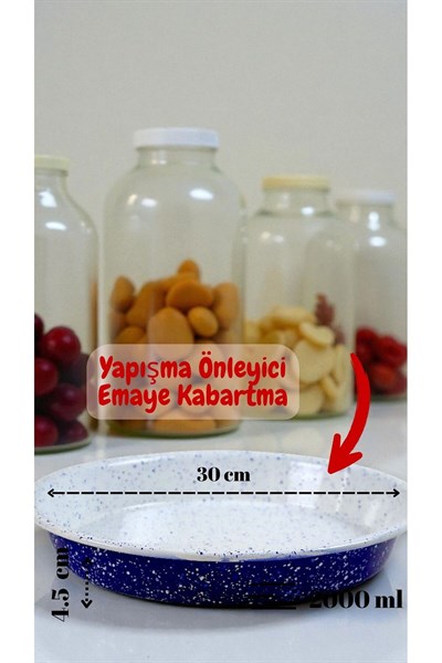 30 No Emaye Fırın Tepsi Yuvarlak Tepsi ~30 Cm