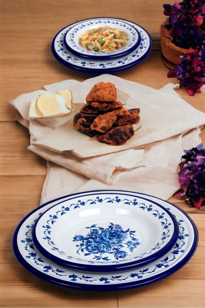 30 No Emaye Yemek Tabağı Tabak Servis Yemek Kamp Piknik